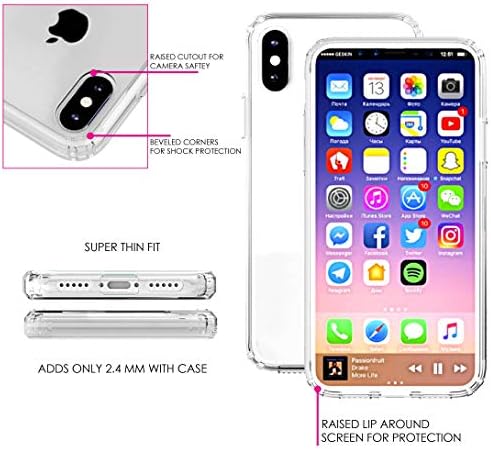 Distinctİnk Temizle Darbeye Hibrid iphone için kılıf X / XS (5.8 Ekran) - TPU Tampon, Akrilik Geri, Temperli Cam Ekran Koruyucu-Ketchıkan