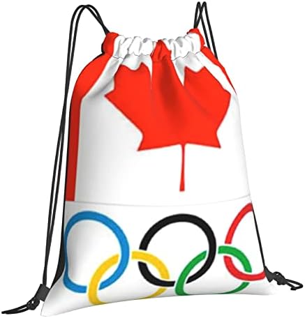 Kanada Bayrağı Olimpiyatları Logo İpli Sırt Çantası, Spor Salonu Sackpack Çanta Yoga Spor Yüzme Seyahat Plaj İçin