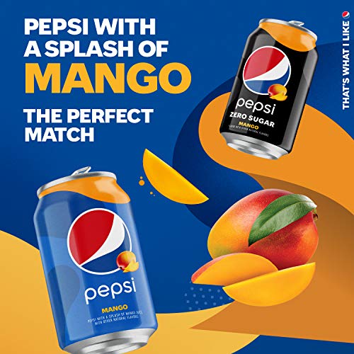 Pepsi Zero Sugar Flavors Variety Pack, Orijinal, Mango, 12oz Kutular (18 Paket)