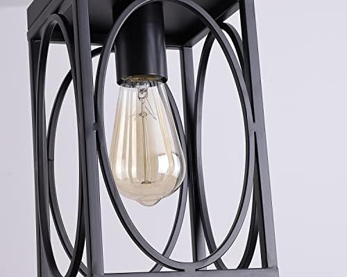 Modern siyah kolye ışık fikstür ile Metal Kafes Tek ışık ayarlanabilir çubuklar Endüstriyel Rustik eğimli Mini kolye aydınlatma