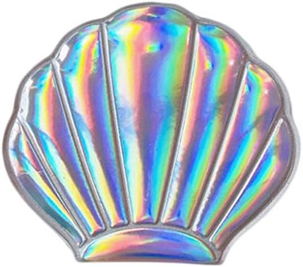 Genç Yaratıcı Deniz Kabuğu Şekilli Holografik Gökkuşağı Renkli Büyüteç Kompakt Kozmetik Çift Taraflı Katlanır cep aynası Taşınabilir