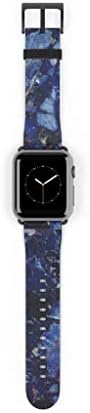 PU Eko Vegan Deri Kordonlu Saat için Apple Renkli Bilek Bandı iWatch Kayış Apple İzle 1 2 3 4 5 Serisi Sanat Tasarım (Mavi Taş,