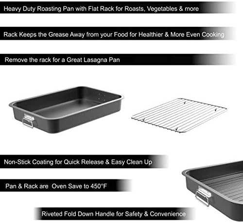 Düz Raflı Klasik Mutfak Kavurma Tavası-Yapışmaz Fırın Kavurma Makinesi ve Çıkarılabilir Tepsi-Daha Sağlıklı Pişirme için Yağ