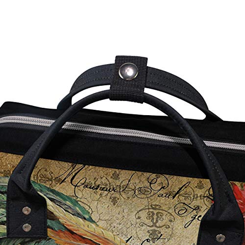 Bebek bezi çantaları sırt çantaları mumya sırt çantası horoz Vintage arka plan seyahat Laptop sırt çantası ile