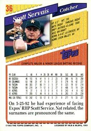 1993 Topps Altın Beyzbol 36 Scott Servais Houston Astros Topps Şirketinden Resmi MLB Ticaret Kartı