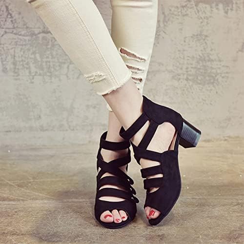Kadın topuklu sandalet platformu Tıknaz topuk Fermuar Metalik Glitter Parti Ayak Bileği kayışı yüksek topuk rahat ayakkabılar