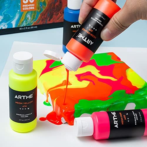 ARTME Akrilik Dökme Boya Seti, 30 canlı renkler (60 ml/2 oz savaşları), önceden Karıştırılmış Yüksek Akış Dökme Akrilik Boyalar,