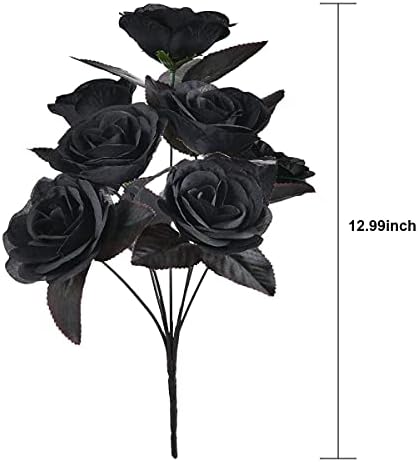 Parlak Çiçek 4 ADET Yapay Gül Buketi Sahte Siyah Gül Demetleri Sahte Gül Çiçekler Gerçekçi Çiçek Aranjmanları Ev Otel Düğün Buketleri