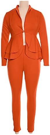 Salımdy Seksi 2 Parça Kıyafetler ıle Kadınlar ıçin Uzun Kollu Katı Blazer Pantolon Rahat Zarif Iş Takım Elbise Setleri