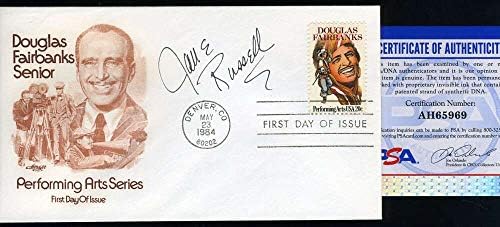 Jane Russell PSA DNA Coa 1984 FDC Önbellek İmzasını İmzaladı