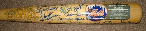 20 oyuncu tarafından imzalanan New York Mets Beyzbol Sopası Nolan Ryan Gary Carter Keith Hernandez Warren Spahn Duke Snider Agee