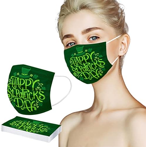 50 ADET Aziz Patrick Günü Tek Kullanımlık Yüz Maskesi Bandanalar İrlandalı Yeşil Yapraklar Yüz Maskesi Yetişkin 3Ply Yüz Maskesi