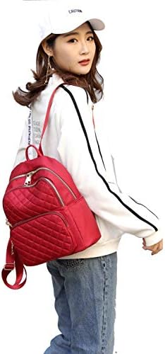 Kadınlar için sırt çantası, Naylon Seyahat Sırt Çantası Çanta Siyah Küçük Okul Çantası Kızlar için (Kırmızı)