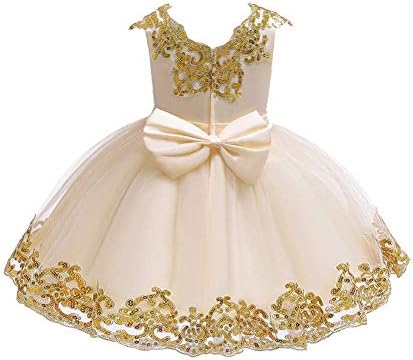 ODASDO Çiçek Kız Elbise Çocuklar Bebek Pullu Ilmek Tutu Prenses Düğün Nedime Doğum Günü Partisi Pageant Elbise 6 M-11 T
