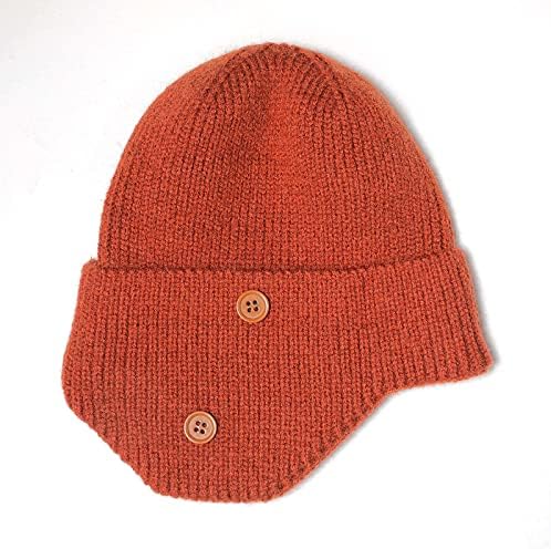 Kış Bere Şapka tutmak için 4 Düğmeler ile Kadınlar için Yüz Maskesi Örme Şapka Erkekler için Kafatası Kap Maske Şapka ile Kulaklar