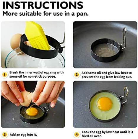 Yumurta Yüzük için Kızartma Yumurta ve İngilizce Muffin-Yuvarlak Yumurta Şekillendirici Kalıp ile Anti-haşlanma Kolu-Paslanmaz
