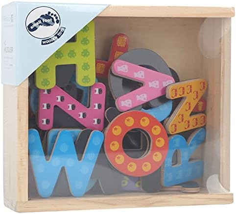 küçük ayak ahşap oyuncaklar, Seyahat Kutusunda Renkli Ahşap Manyetik Harfler Alfabeyi Öğrenmek ve İlk Kelimeleri Hecelemek için