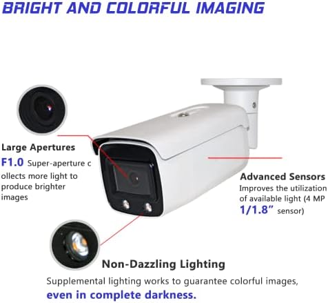 4MP Açık ColorVu PoE Bullet IP Kamera, tam Renkli Gece Görüş Güvenlik Kamera ile 4mm Lens, 128G Micro SD Kart Yuvası H. 265+,