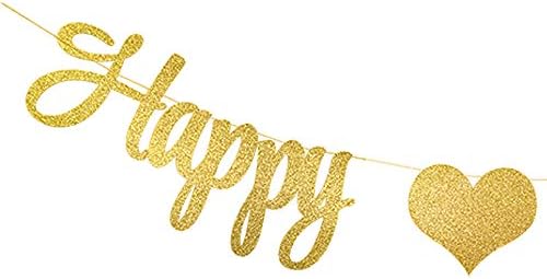palasasa Altın Glittery Mutlu Yıldönümü Afiş Düğün Yıldönümü Parti Süslemeleri için