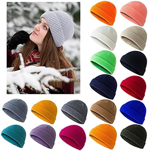 IKFIVQD Kış Örme Bere Şapka için Kadın Erkek, Yumuşak Saten Astarlı Örgü Kış Şapka Kafatası Kap Sıcak Kayak Şapka