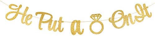 palasasa Altın Glitter Üzerine Bir Yüzük Koydu Afiş, Düğün için Nişan Partisi Dekorasyon İşareti, Bekarlığa Veda Partisi, Gelin
