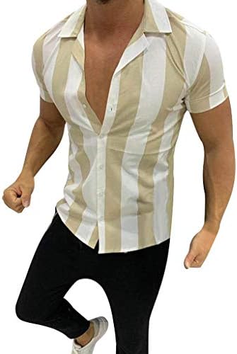 haoricu Gömlek erkekler için Yaz Kısa Kollu Baba Gömlek, Erkekler için Kısa Kollu Gömlek Slim Fit, şerit Buttion Düzenli Bluz