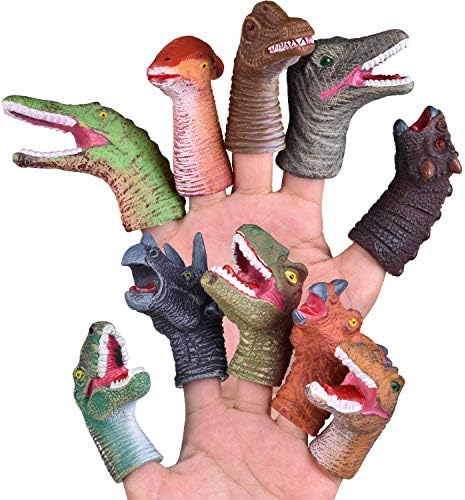 EĞLENCELİ KÜÇÜK OYUNCAKLAR Çocuklar için 10 Adet Dinozor Parmak Kuklaları, Hayvan Sincap Kukla Toplu Yumuşak Kauçuk Dino Kafa