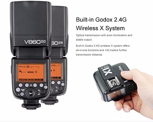 Godox V860II V860II-N GN60 i-TTL HSS 1/8000 s Speedlite Flaş w/Li-ion pil + X1T-N Flaş Verici Nikon için Uyumlu
