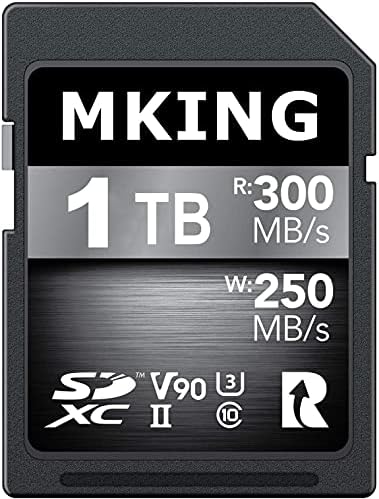 MKING Dijital SD UHS-II 1024 GB Kart V90-kadar 250 MB / s Yazma Hızı ve 300 MB/s Okuma Hızı / Profesyonel Vloggers için, Film