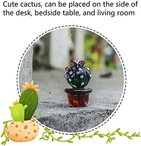 KESİO El Yapımı Cam Kaktüs Figürler Süsler Masaüstü Zanaat Süsleme Kaktüs Bonsai Yaratıcı Renkli Sevimli Minyatür Bitki Ev Dekor