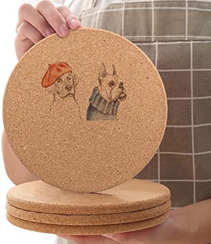 Pet Köpekler Potholders 16 Set, Yuvarlak Trivets Çapı 7.9 inç Mantar Mat için Sıcak Tencere ve Tavalar, mutfak Kase Yemekleri