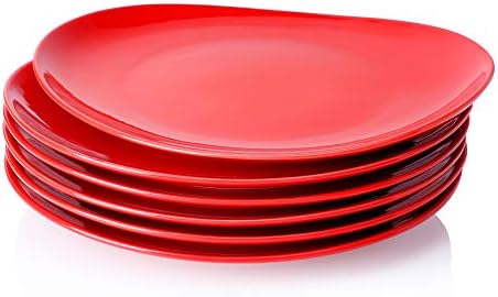 Sweese 150.604 Porselen Yemek Tabakları-11 İnç-6'lı Set, Kırmızı