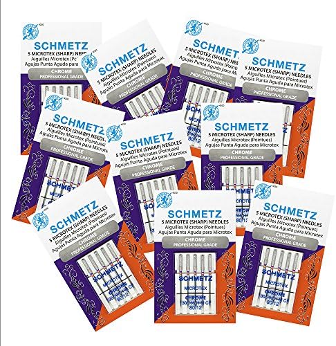 50 Schmetz Krom Microtex Dikiş Makinesi İğneleri-Boyut 80/12-10 Kartlık Kutu