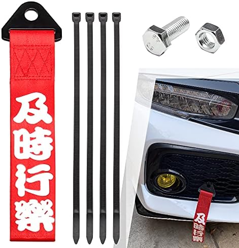 Araba Modifikasyonu JDM Spor Kırmızı Yarış Çekme Kayışı Kişiselleştirilmiş Çin Sloganı ile Çekme Halatı Römork Kancası HF Ön