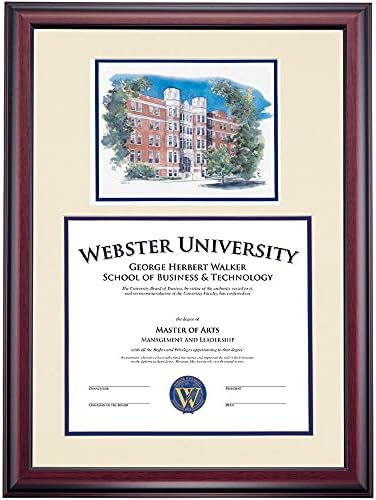 OCM DiplomaDisplay Premier Çerçeve için Webster Üniversitesi Gorloks / 10-1 / 2 x 13-3/4 Diploma Sertifikaları / Fildişi / Donanma