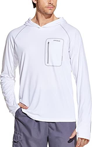 TSLA erkek Rashguard Swim Gömlek, UPF 50 + Gevşek-Fit Uzun Kollu Gömlek, Serin Koşu Egzersiz SPF / UV Tee Gömlek