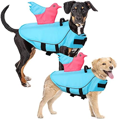 LETSQK Köpek Can Yeleği Yüzme için Köpek Can Yelekleri Ayarlanabilir Köpek Mayo Köpek Can Yeleği Yansıtıcı Çizgili Dayanıklı