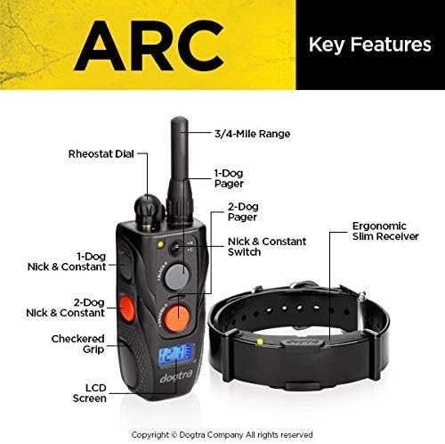 Dogtra ARC İnce Ergonomik 3/4-Mil Uzaktan Köpek Eğitim E-Yaka ile 127-Seviye Hassas Kontrol üzerinden LCD Ekran