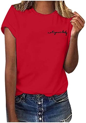 Wulofs Bayan Kısa Kollu Mektup Baskı T-Shirt Yuvarlak Boyun Tunik Casual Bluz Örgü Tees Gömlek