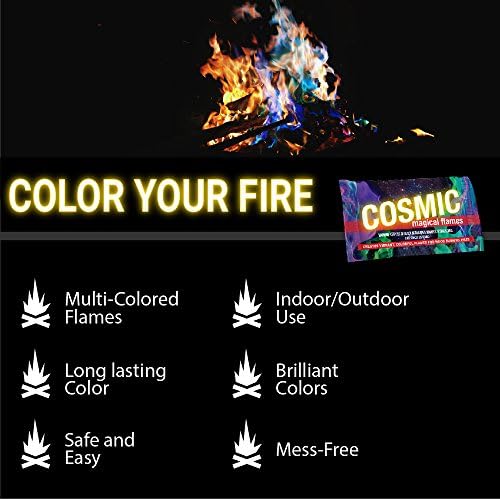 Büyülü Kozmik Alevler Ateş Çukuru için Renk Değiştiren Paketleri Ateşle - (25 Paket) - Kamp Ateşi, Şenlik Ateşi, Açık Şömine-Büyülü,