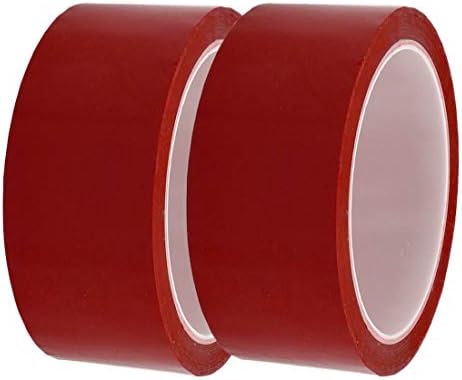 EuısdanAA 2 Adet 40mm Geniş 50 Metre Uzun PET Kendinden Yapışkanlı Elektrik yalıtım Bandı Kırmızı (2 piezas 40mm de ancho 50