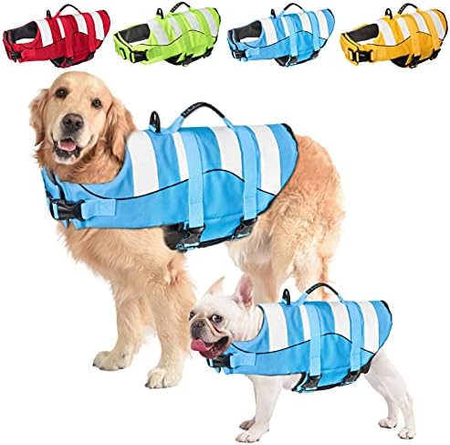 Mklhgty Köpek Can Yeleği, Üstün Yüzdürme ve Kurtarma Kolu ile Yüzme için Yırtılmaz Güvenlik Köpek Can Yeleği, Küçük Orta Büyük
