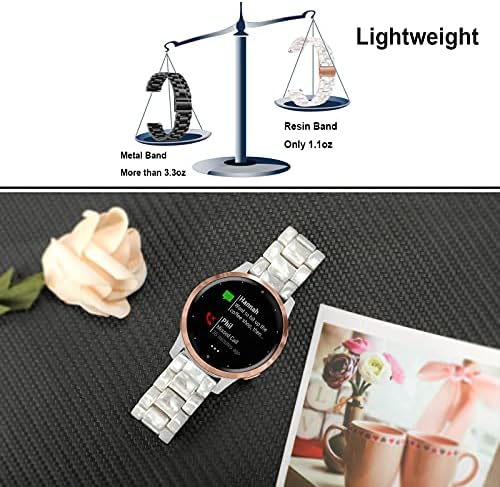 Trumirr Kadın Band Vivoactive için 4 S 40mm / Venu 2 S Gül Altın akıllı saat, 18mm Premium Reçine Kordonlu Saat Paslanmaz Çelik