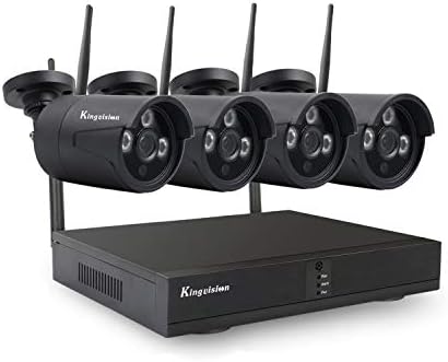 1080 P WiFi Kablosuz Ev Güvenlik Kamera Sistemi, Kingvision 4CH NVR Video Gözetim Kamera Sistemi Kiti ile 4 Adet 1080 P Su Geçirmez