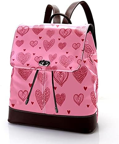 Retro pembe aşk kalp desen kadın sırt çantası PU deri Anti-hırsızlık rahat omuz çantası moda bayanlar çanta