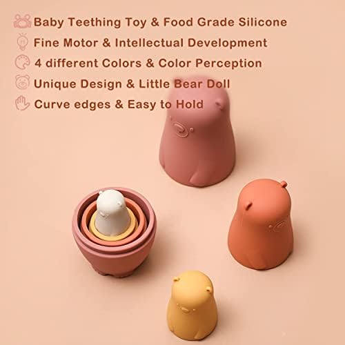 OESSUF Rus matryoshka Çocuklar için Silikon Matryoshka Montessori eğitici oyuncak Ayılar İstifleme matryoshka oyuncak seti Bebekler