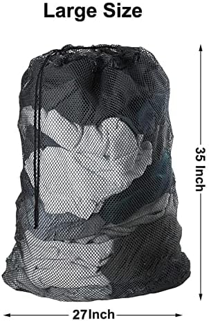 İpli Meowoo Büyük Örgü Çamaşır Torbası, 27 × 35inch Büyük Çamaşır Torbaları, Çamaşır Makinesi için Ağır Hizmet Tipi Net Yıkama