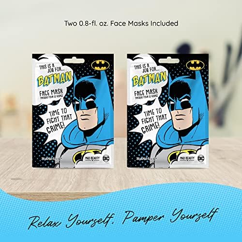Mad Güzellik 2 Sayısı Warner Brothers DC Yüz Maskeleri / 2 Levha Batman Yüz Maskeleri 0.8 oz | Eğlenceli Spa Cilt Bakımı için