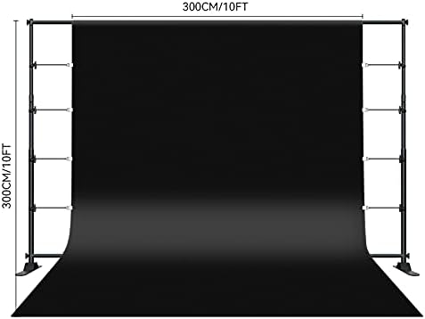 INNOVSİGN 10x10FT Siyah Fotoğraf Arka Plan Arka Plan Kırışıklık Dayanıklı Zemin ile 8 Zemin Klip, pamuk Kumaş Katlanabilir Chromakey
