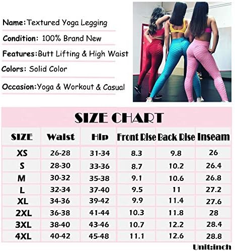 SEASUM Kadınlar Yüksek Belli Egzersiz Yoga Pantolon Popo Kaldırma Ezme Ganimet Tayt Karın Kontrol Anti Selülit Dokulu Tayt